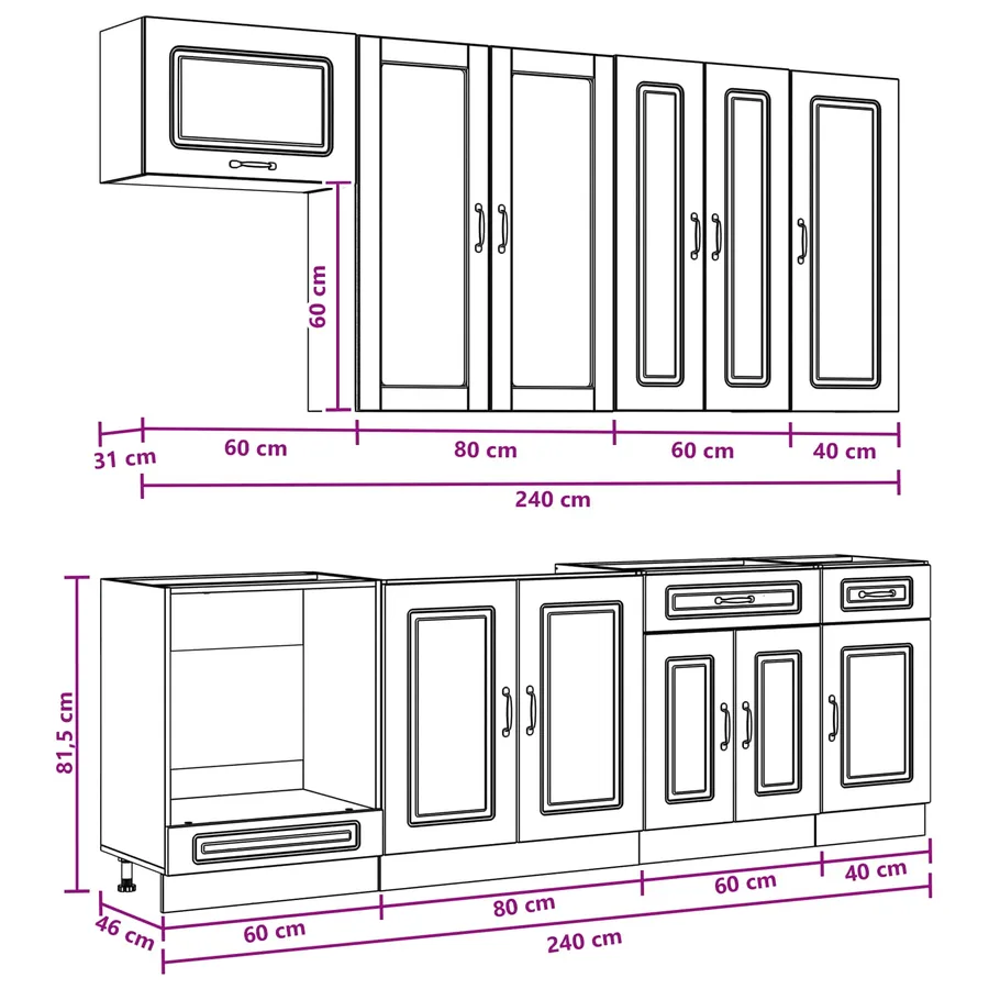 Unité de cuisine KALMAR 8 pcs Blanc Bois d'ingénierie - 9