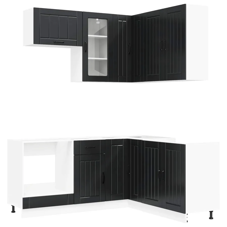Unité de cuisine LUCCA 8 pcs Noir Bois d'ingénierie - 2