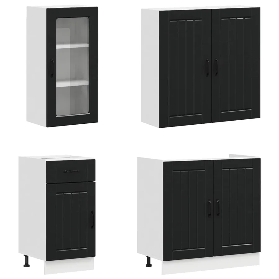 Unité de cuisine LUCCA 8 pcs Noir Bois d'ingénierie - 3