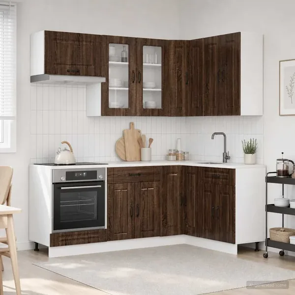 Unité de cuisine KALMAR 8 pcs Chêne brun Bois d'ingénierie