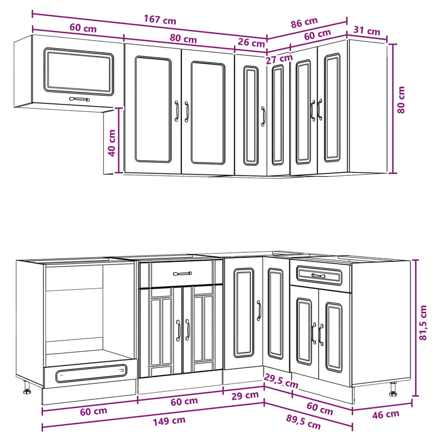 Unité de cuisine KALMAR 8 pcs Chêne brun Bois d'ingénierie - 9
