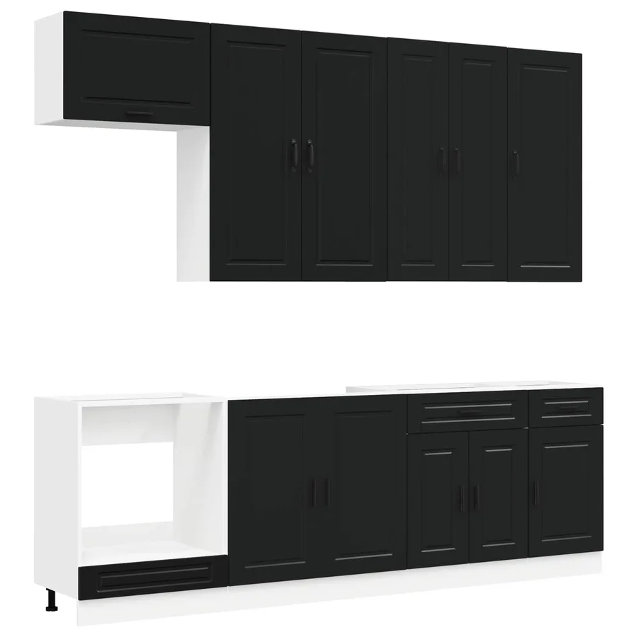 Unité de cuisine PORTO 8 pcs Noir Bois d'ingénierie - 2