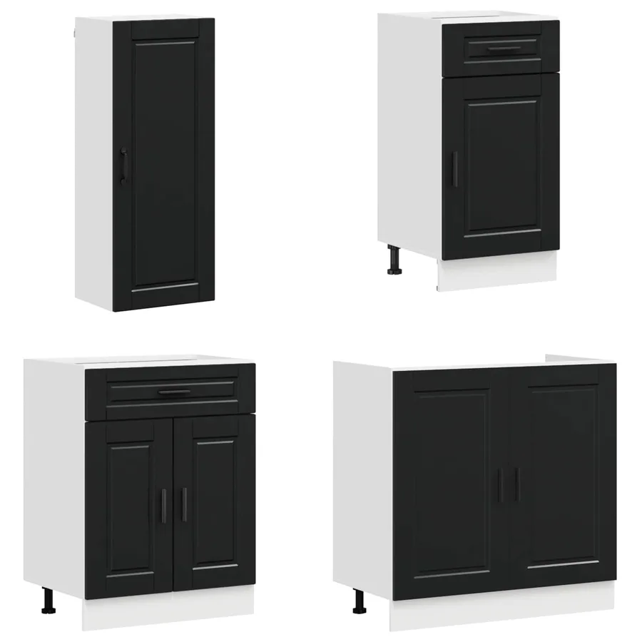 Unité de cuisine PORTO 8 pcs Noir Bois d'ingénierie - 3