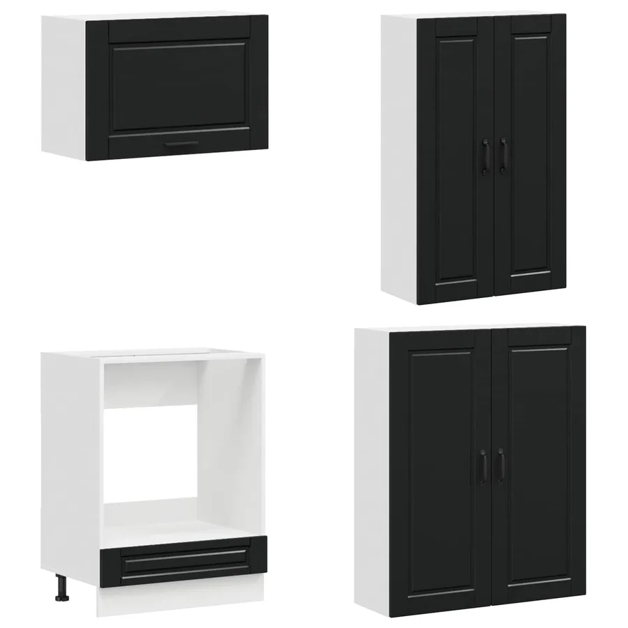 Unité de cuisine PORTO 8 pcs Noir Bois d'ingénierie - 4