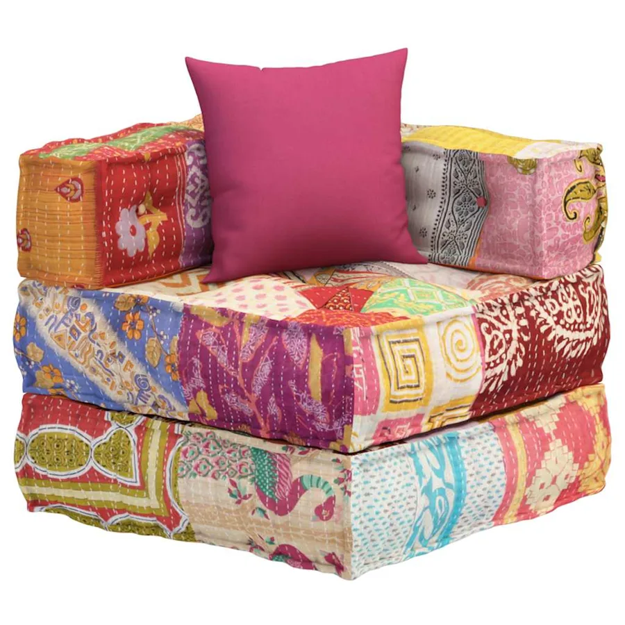 Pouf modulaire avec oreiller Patchwork Tissu - 2