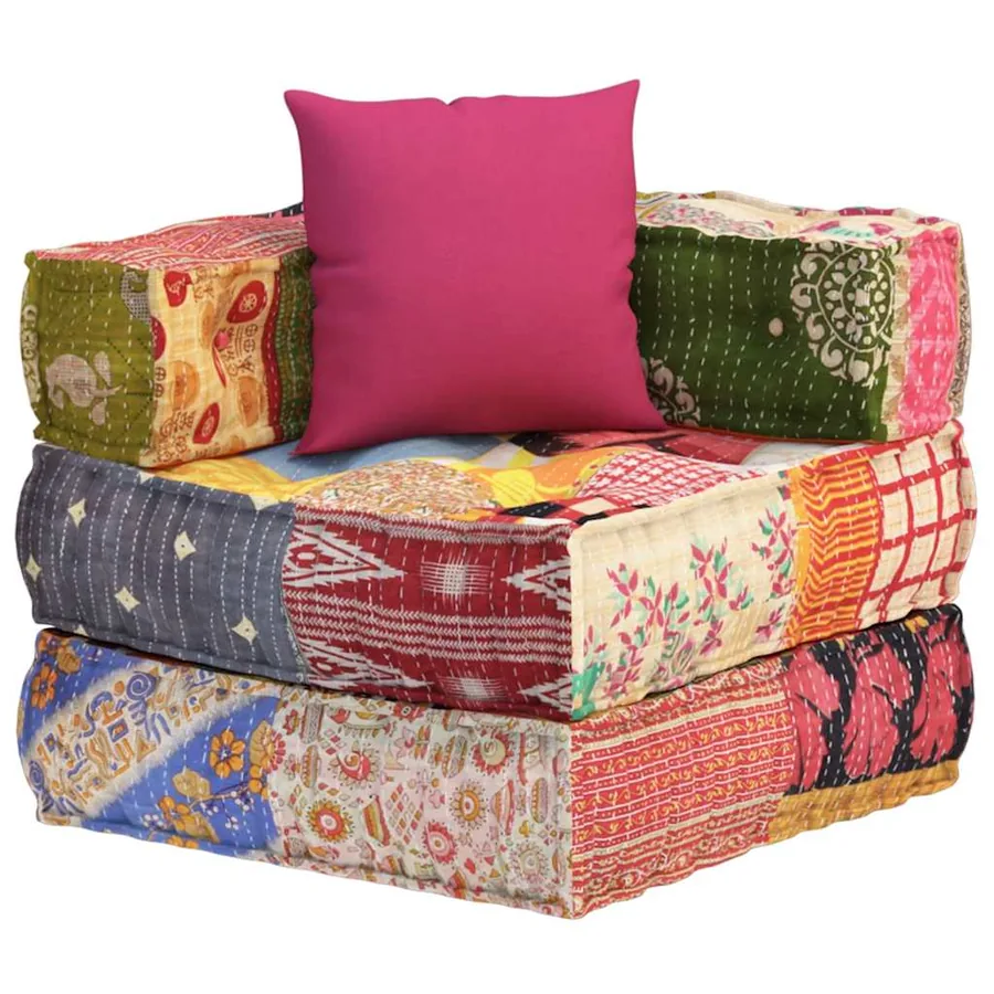 Pouf modulaire avec oreiller Patchwork Tissu - 4