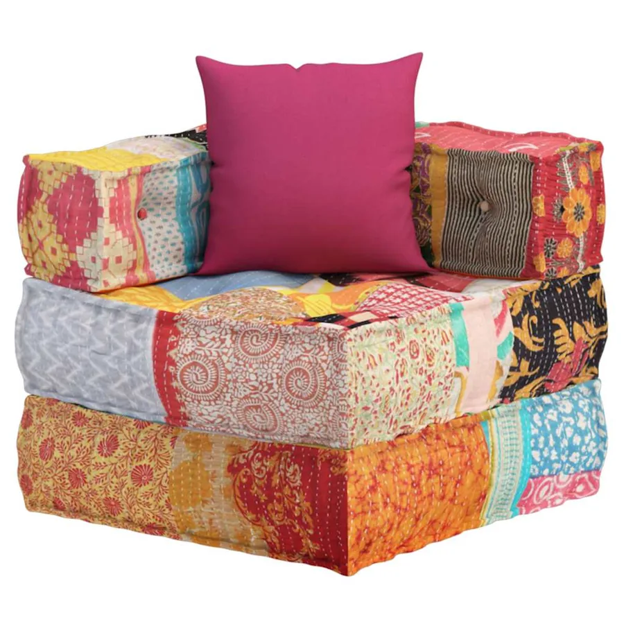 Pouf modulaire avec oreiller Patchwork Tissu - 6