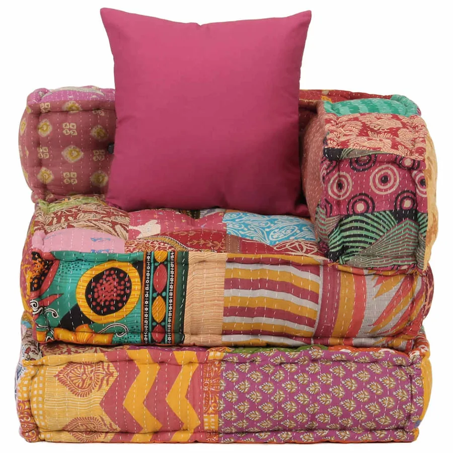 Pouf modulaire avec oreiller Patchwork Tissu - 7