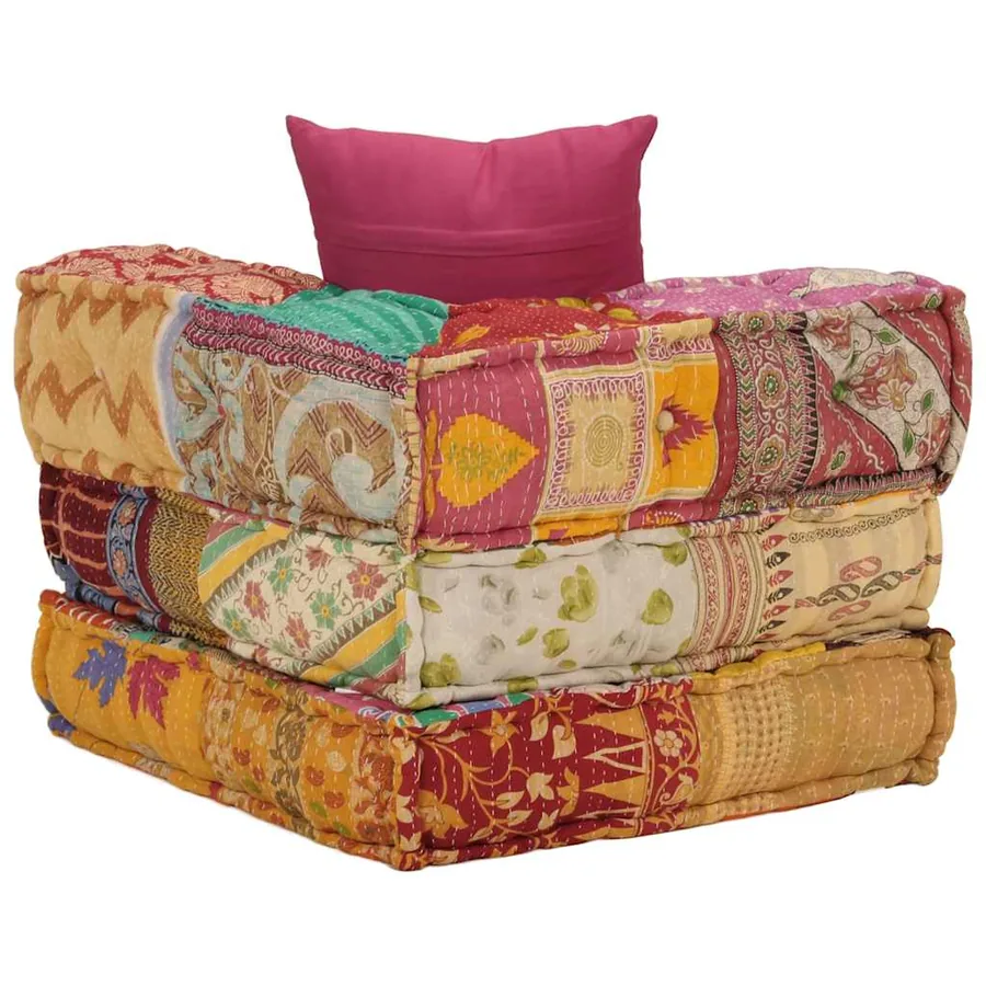Pouf modulaire avec oreiller Patchwork Tissu - 8
