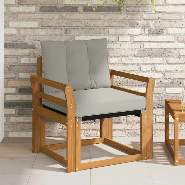 Canapé d’extérieur Bois d'Acacia Massif Gris Naturel et Clair