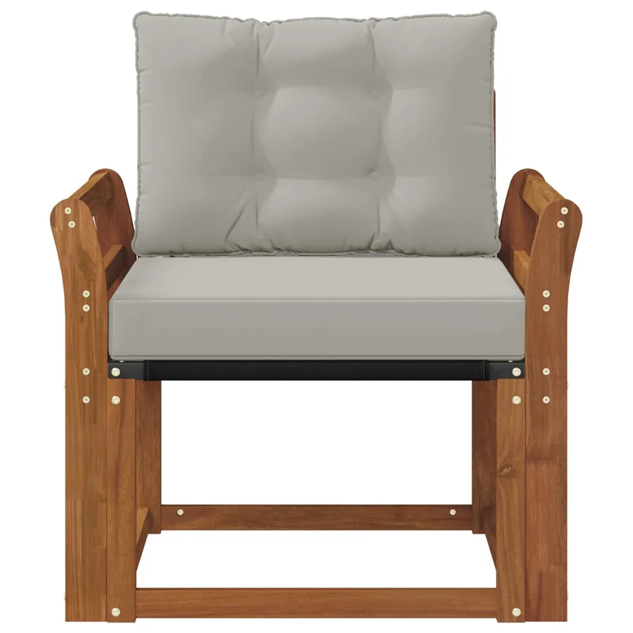 Canapé d’extérieur Bois d'Acacia Massif Gris Naturel et Clair - 5