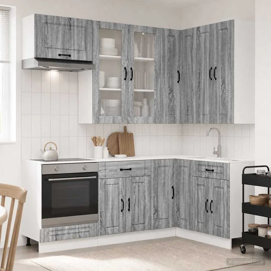 Unité de cuisine KALMAR 8 pcs Sonoma gris Bois d'ingénierie