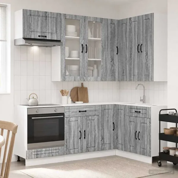 Unité de cuisine KALMAR 8 pcs Sonoma gris Bois d'ingénierie