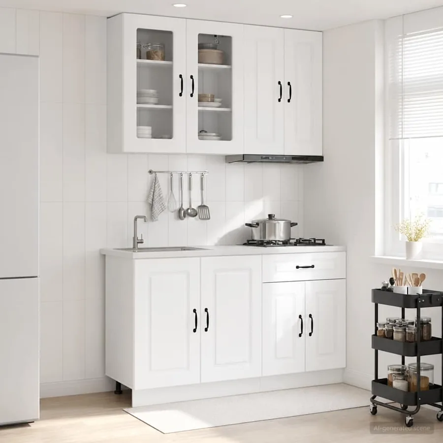 Unité de cuisine KALMAR 4 pcs Blanc Bois d'ingénierie