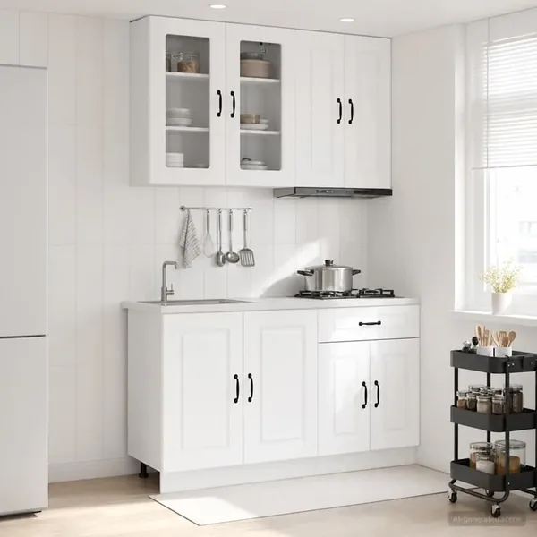 Unité de cuisine KALMAR 4 pcs Blanc Bois d'ingénierie