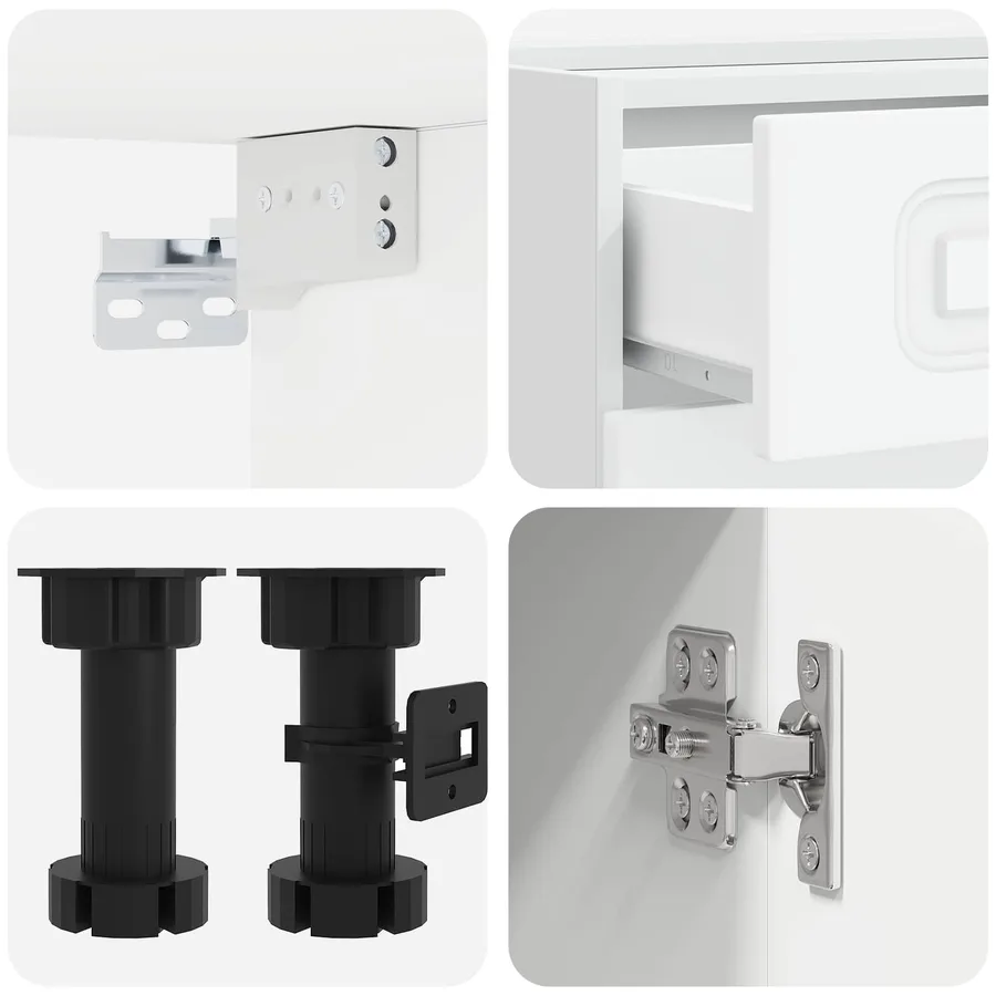 Unité de cuisine KALMAR 4 pcs Blanc Bois d'ingénierie - 4