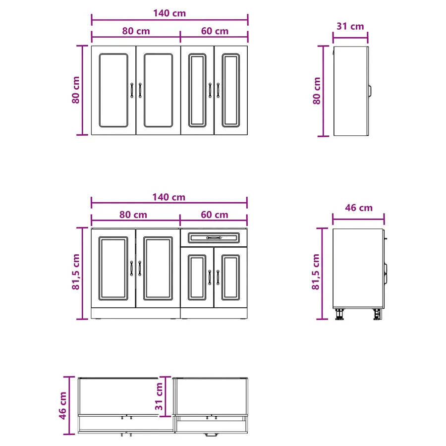 Unité de cuisine KALMAR 4 pcs Blanc Bois d'ingénierie - 6
