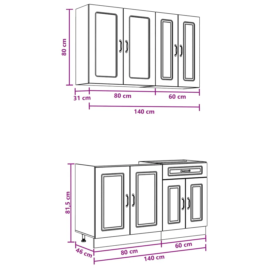 Unité de cuisine KALMAR 4 pcs Blanc Bois d'ingénierie - 7