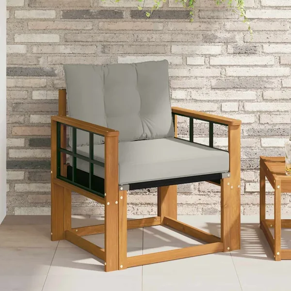 Canapé d’extérieur Bois d'Acacia Massif Gris Naturel et Clair