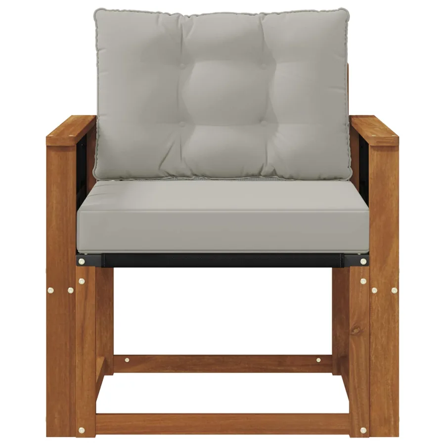 Canapé d’extérieur Bois d'Acacia Massif Gris Naturel et Clair - 5