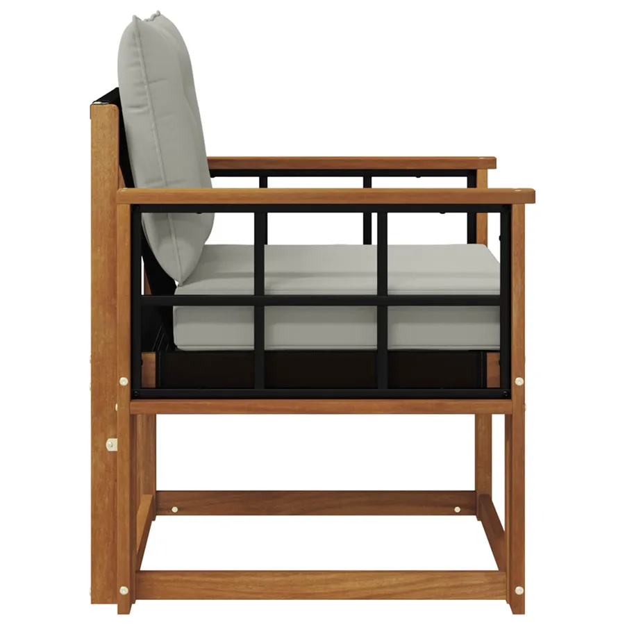 Canapé d’extérieur Bois d'Acacia Massif Gris Naturel et Clair - 6