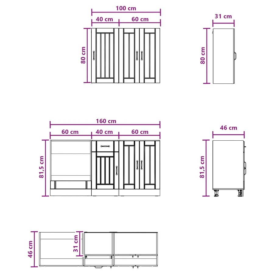 Unité de cuisine LUCCA 5 pcs Chêne Sonoma Bois d'ingénierie - 7