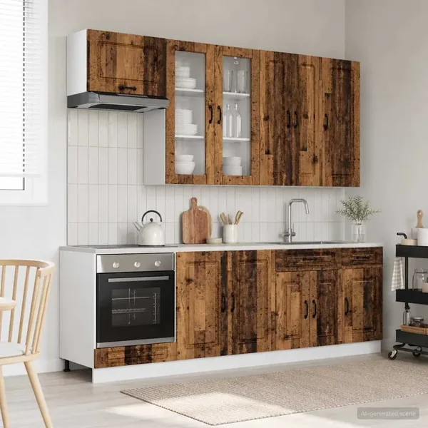 Unité de cuisine KALMAR 8 pcs Bois ancien Bois d'ingénierie