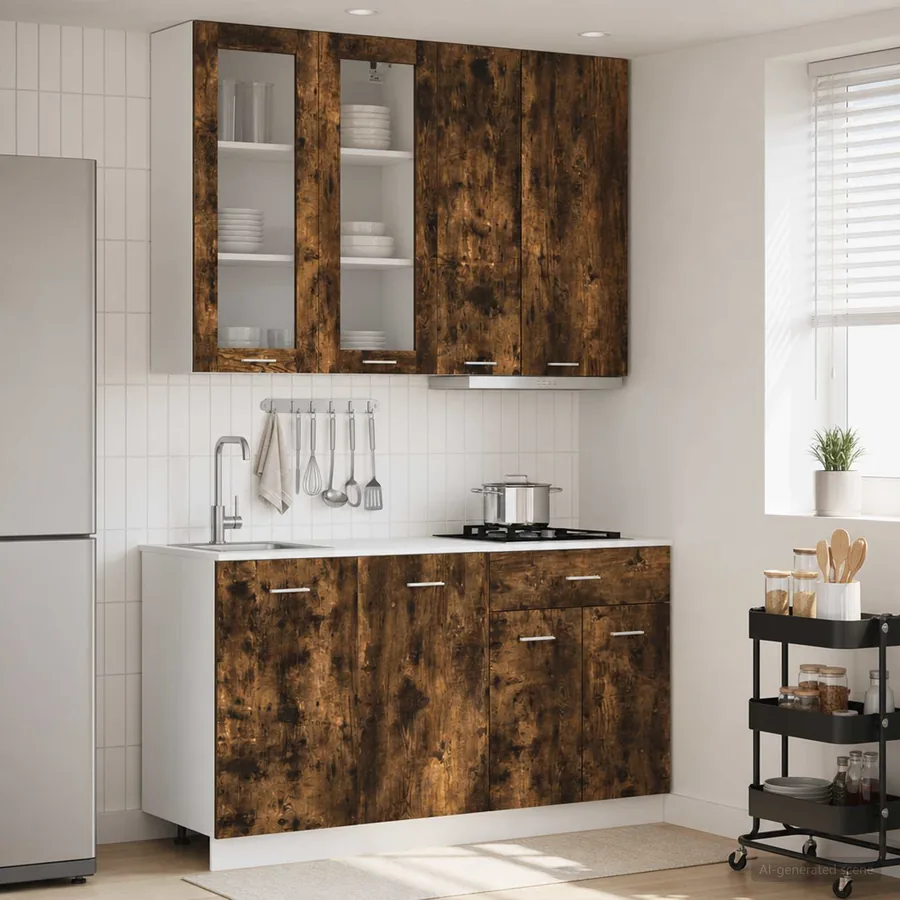 Unité de cuisine LYON 4 pcs Chêne fumé Bois d'ingénierie