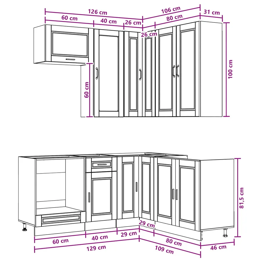 Unité de cuisine PORTO 8 pcs Blanc Bois d'ingénierie - 9