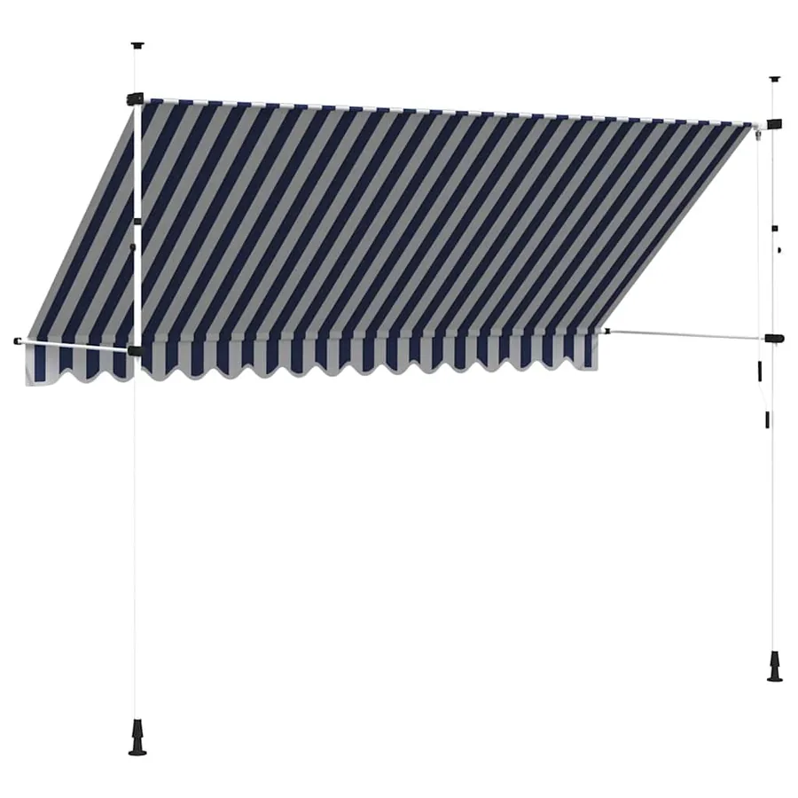 Auvent rétractable manuel 350 cm Rayures bleues et blanches - 5