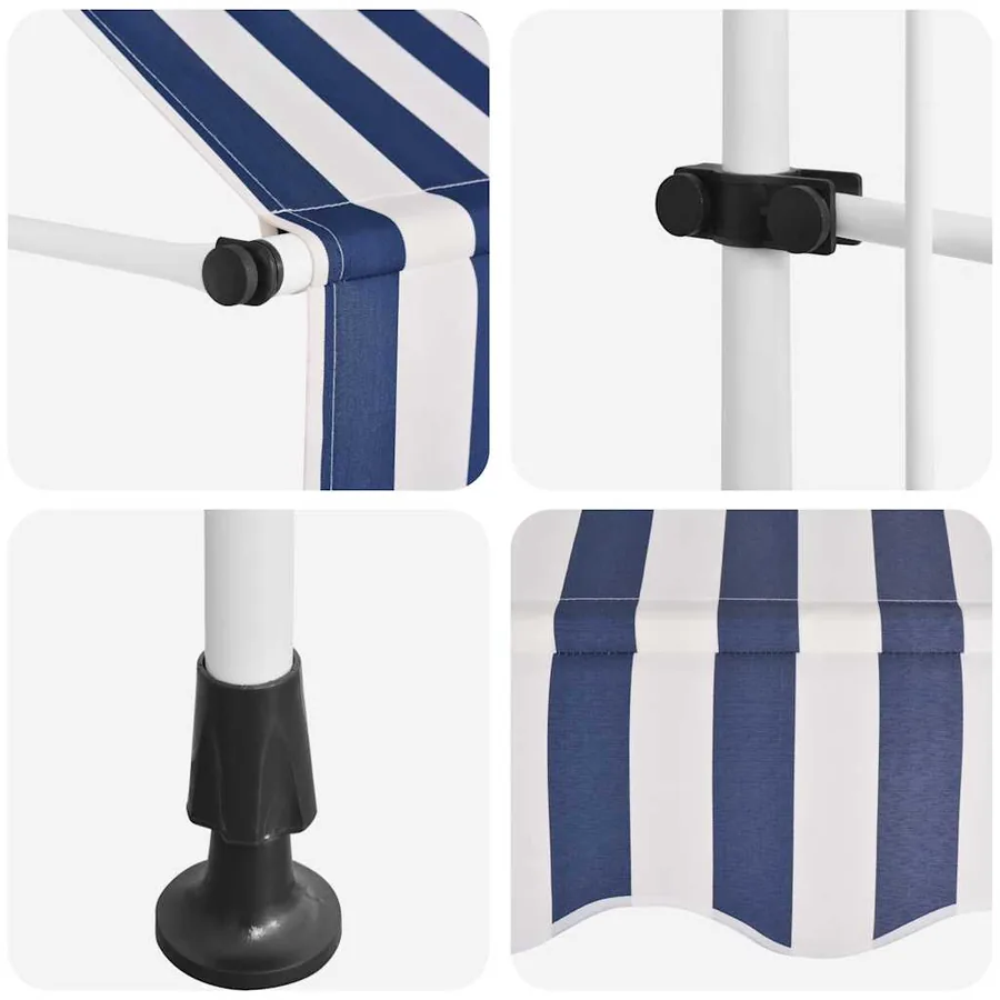 Auvent rétractable manuel 350 cm Rayures bleues et blanches - 7