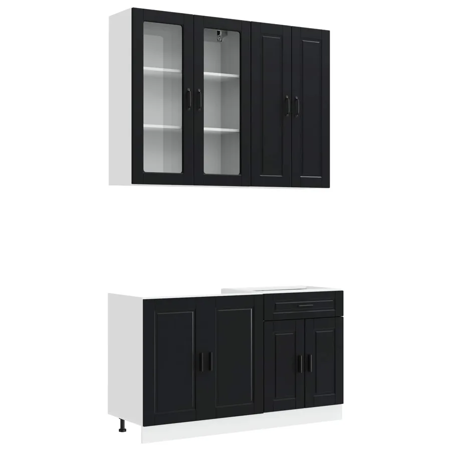 Unité de cuisine PORTO 4 pcs Noir Bois d'ingénierie - 2