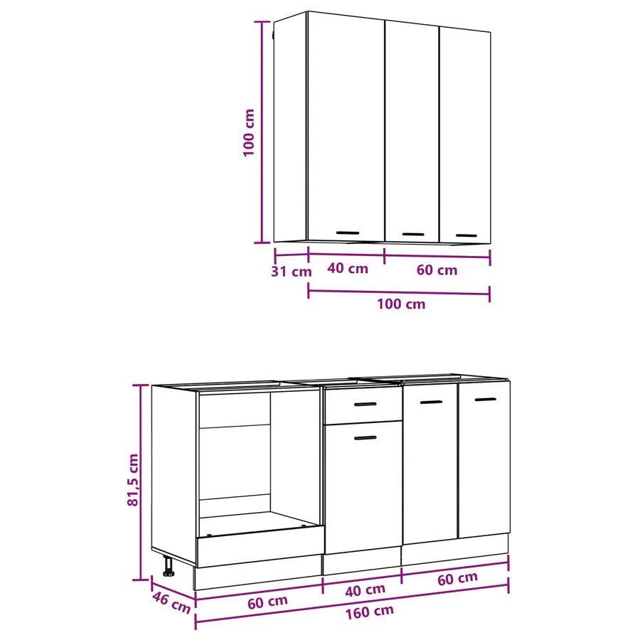 Unité de cuisine LYON 5 pcs Chêne Sonoma Bois d'ingénierie - 8