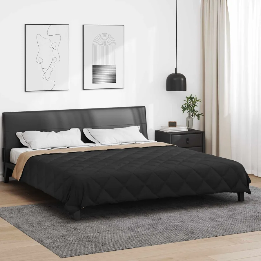 Duvet d'été simple Noir et Taupe 200 x 200 cm Microfibre