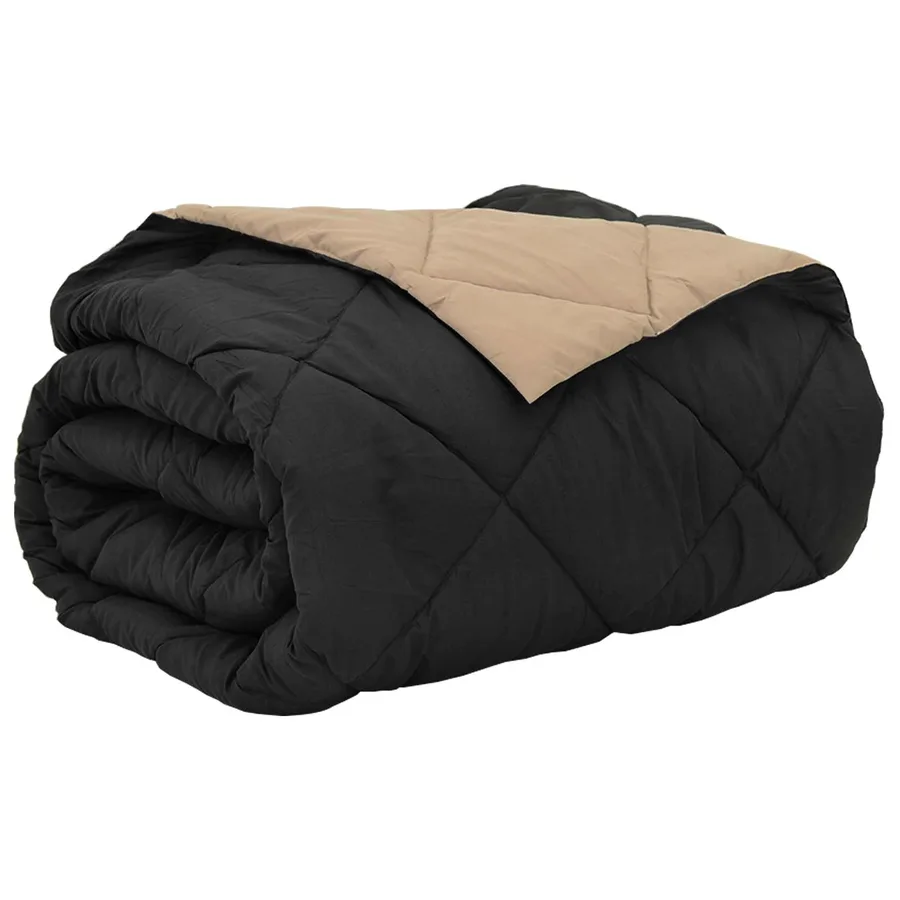 Duvet d'été simple Noir et Taupe 200 x 200 cm Microfibre - 2