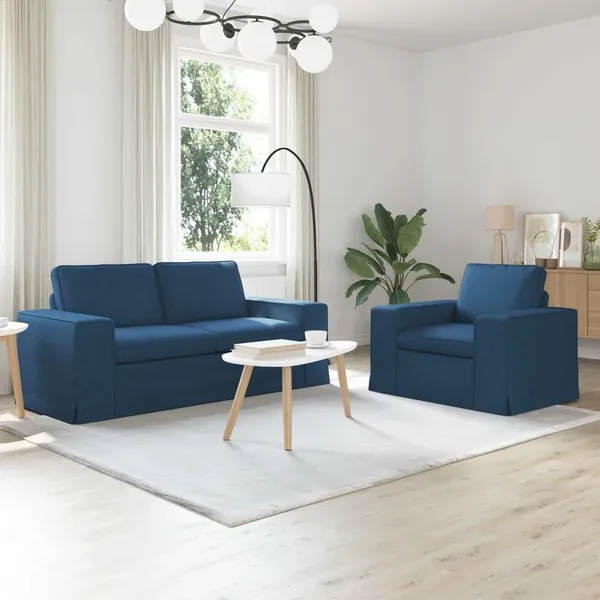 Ensemble de Canapés 2 pcs Bleu 182 x 80 x 82 cm tissu