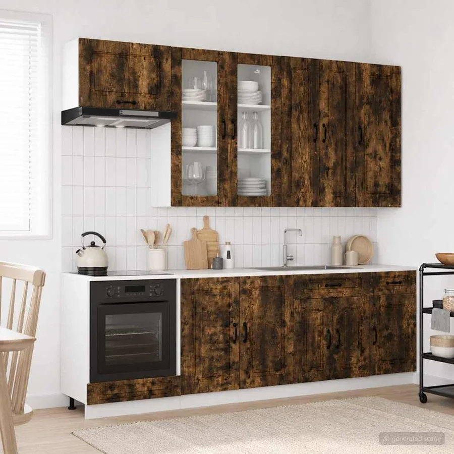 Unité de cuisine KALMAR 8 pcs Chêne fumé Bois d'ingénierie