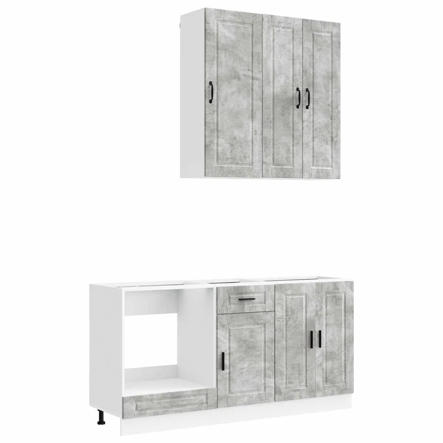 Unité de cuisine PORTO 5 pcs Gris béton Bois d'ingénierie - 2