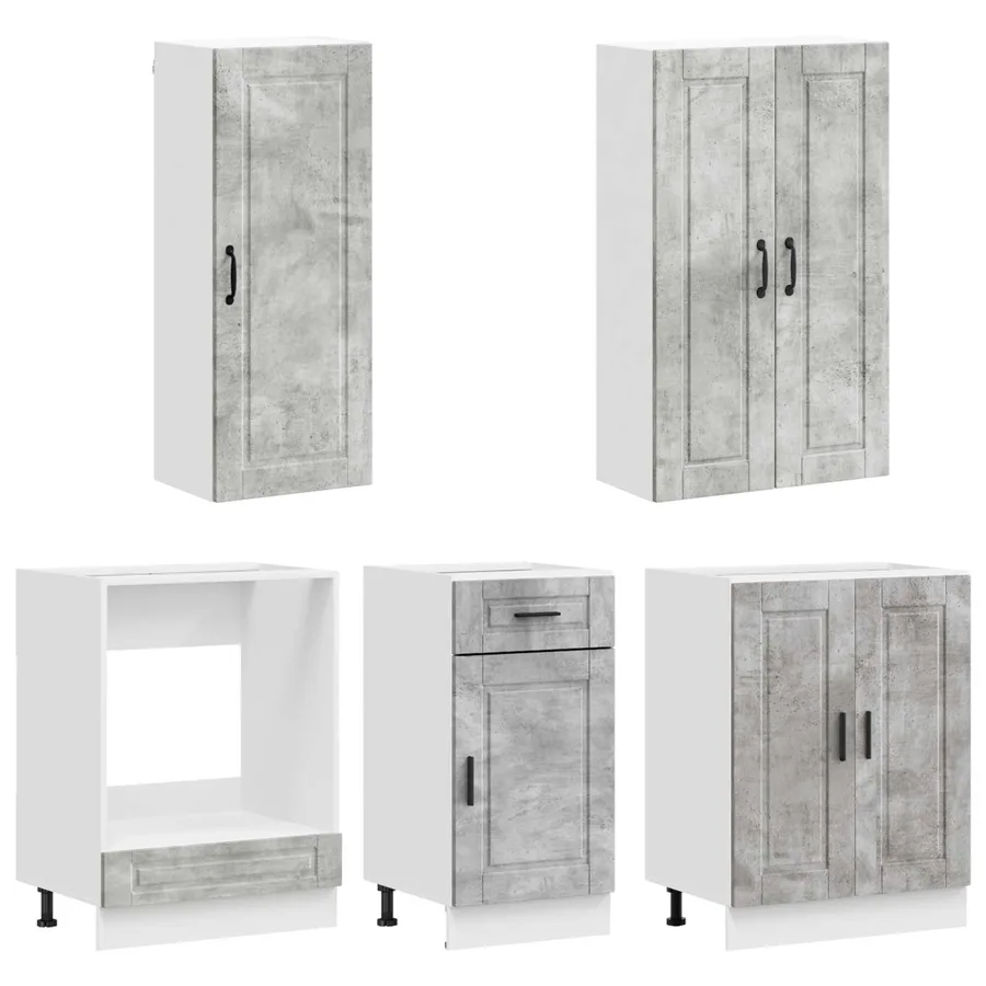 Unité de cuisine PORTO 5 pcs Gris béton Bois d'ingénierie - 3