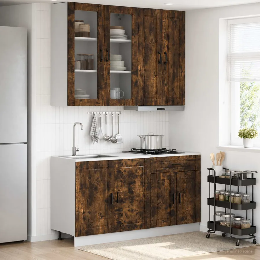 Unité de cuisine PORTO 4 pcs Chêne fumé Bois d'ingénierie