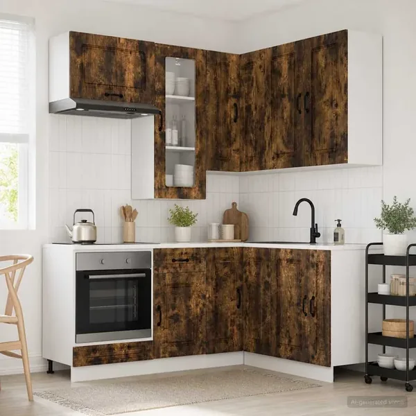Unité de cuisine KALMAR 8 pcs Chêne fumé Bois d'ingénierie