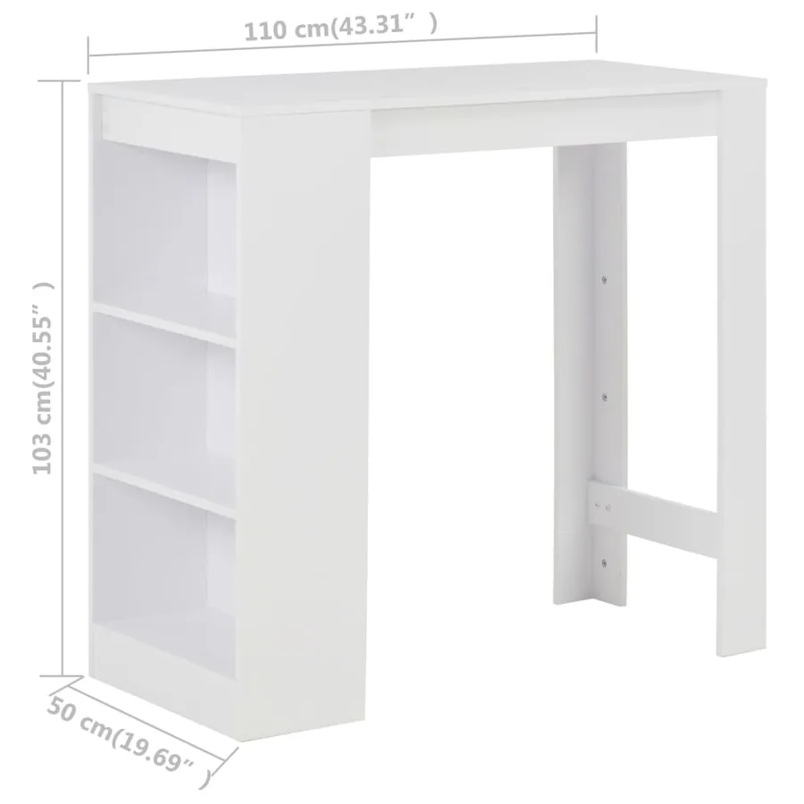 Table de bar avec étagère Blanc 110x50x103 cm - 6