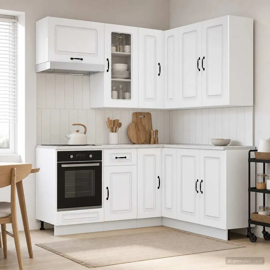Unité de cuisine KALMAR 8 pcs Blanc Bois d'ingénierie