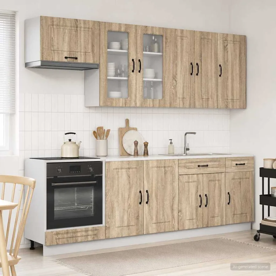 Unité de cuisine KALMAR 8 pcs Chêne Sonoma Bois d'ingénierie