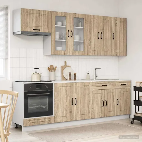 Unité de cuisine KALMAR 8 pcs Chêne Sonoma Bois d'ingénierie