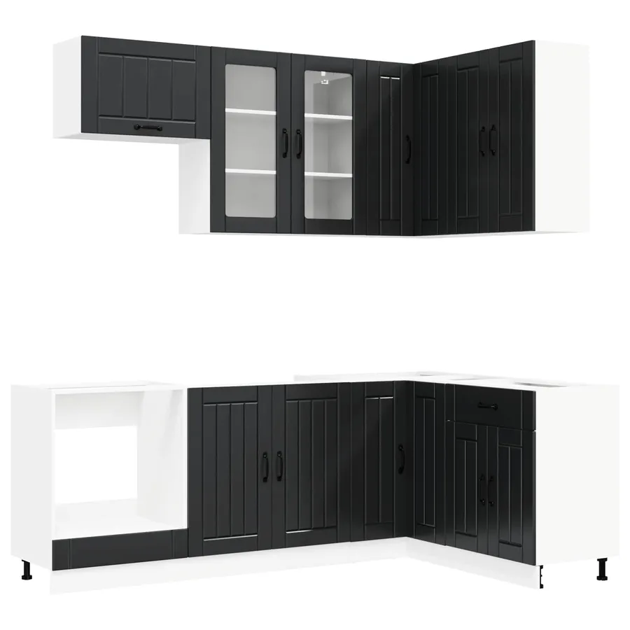 Unité de cuisine LUCCA 8 pcs Noir Bois d'ingénierie - 2
