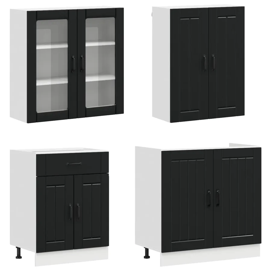 Unité de cuisine LUCCA 8 pcs Noir Bois d'ingénierie - 3