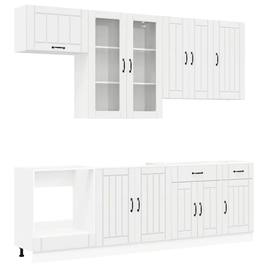 Unité de cuisine LUCCA 8 pcs Blanc brillant Bois d'ingénierie - 2