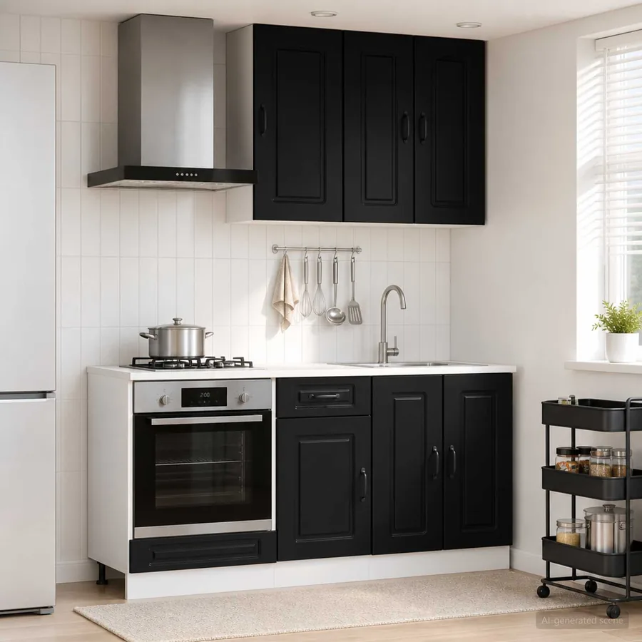 Unité de cuisine KALMAR 5 pcs Noir Bois d'ingénierie