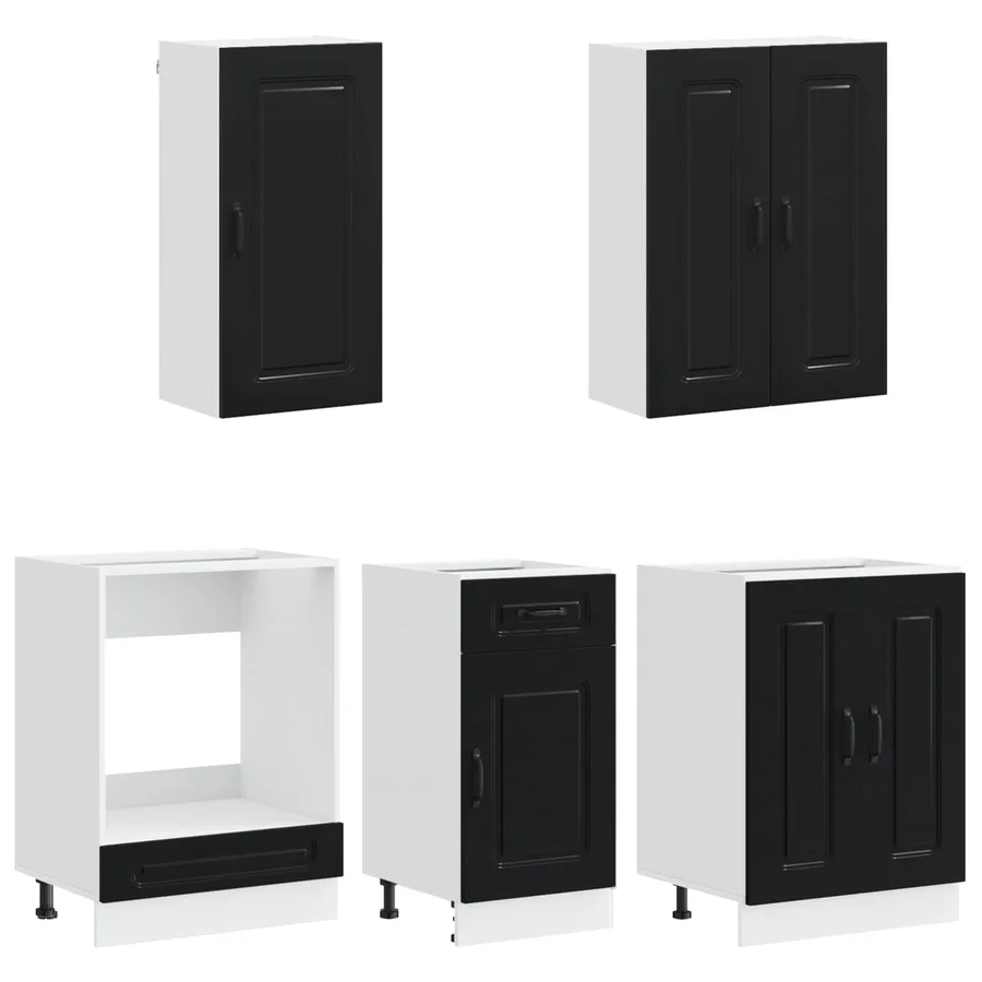 Unité de cuisine KALMAR 5 pcs Noir Bois d'ingénierie - 3